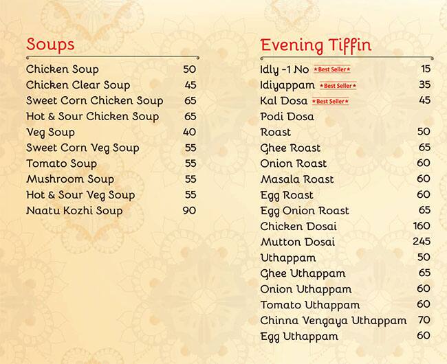 Hotel Atchayaa Chettinadu menu