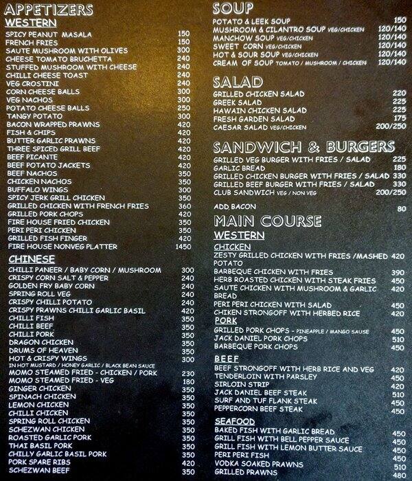 FireHouse - Bar & Kitchen Menu - Zomato