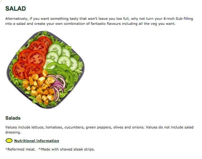 Subway menu