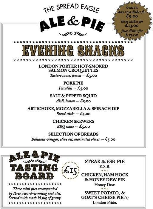 Menu at The Spread Eagle pub & bar, Croydon, 3941 Katharine St