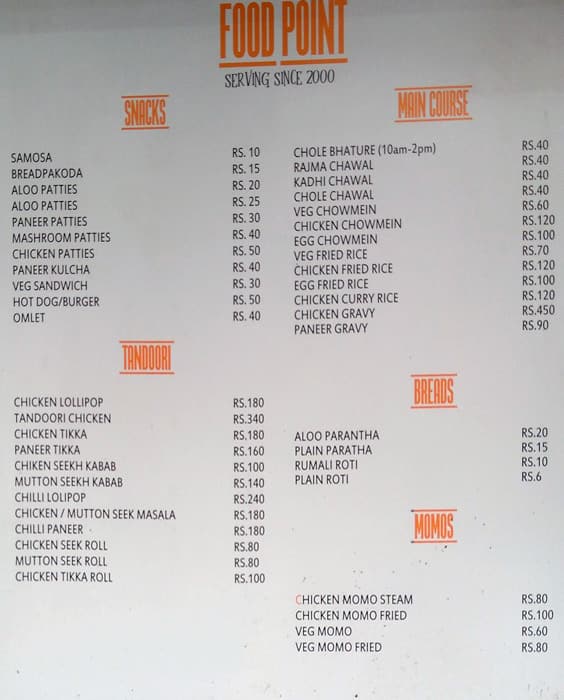 Food Point menu
