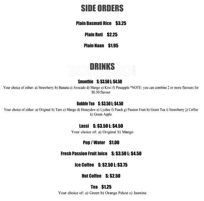Ginger Express menu