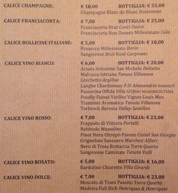 Menu di Enoteca Giansanti 