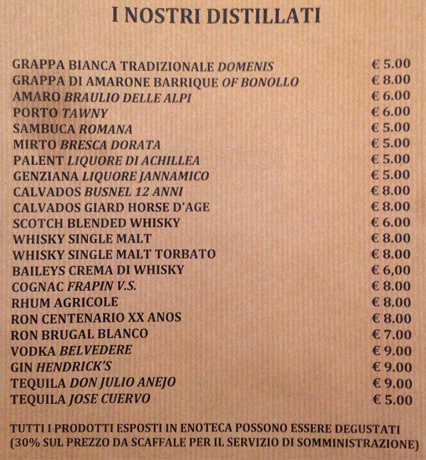 Menu di Enoteca Giansanti 