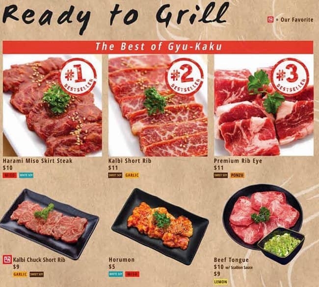 Menu at GyuKaku Japanese BBQ, Chicago, 210 E Ohio St