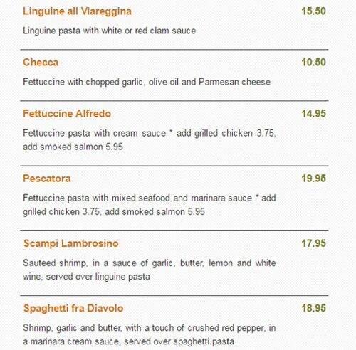 Verona Ristorante Italino menu