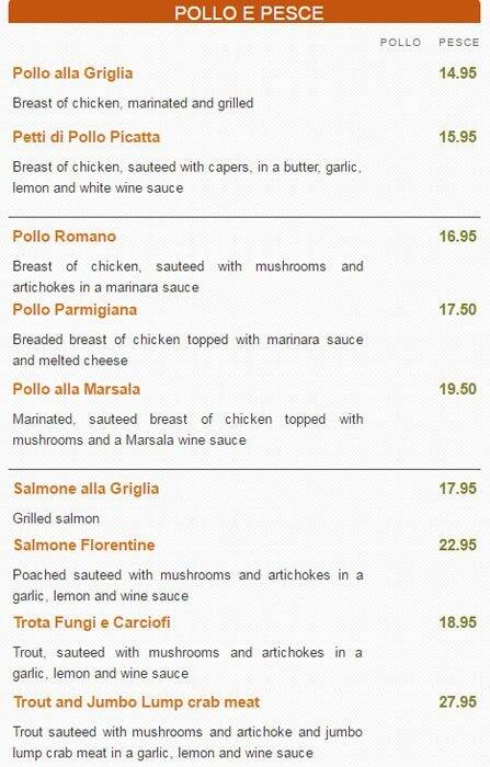 Verona Ristorante Italino menu