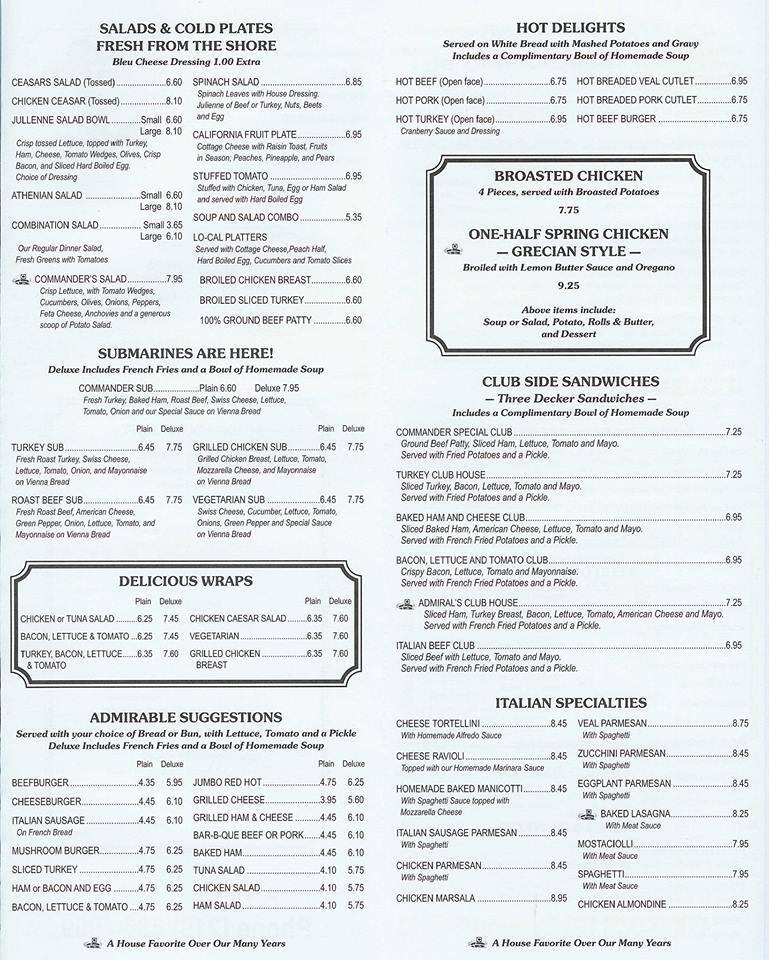 Menu at Commander Restaurant, Munster