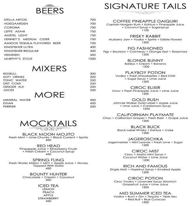 Playboy Club Menu, Menu for Playboy Club, Worli, Mumbai Zomato