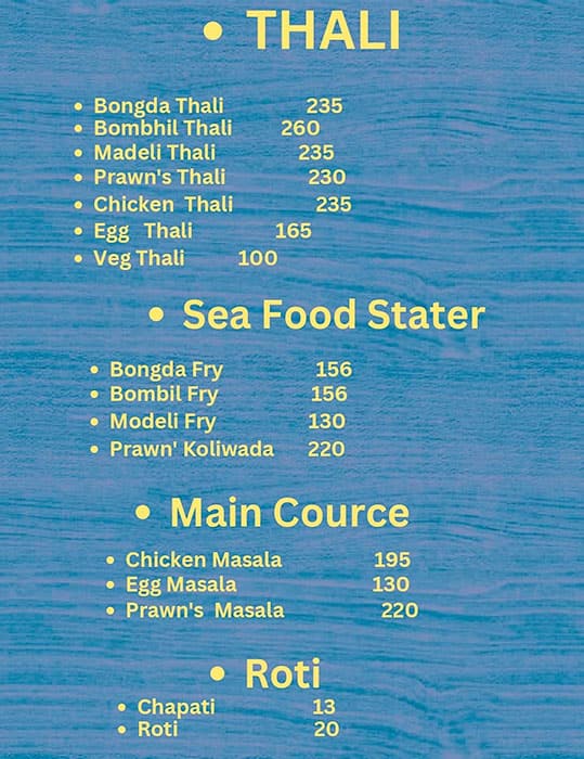 Menu of Tip Top Chinese, Worli, Mumbai