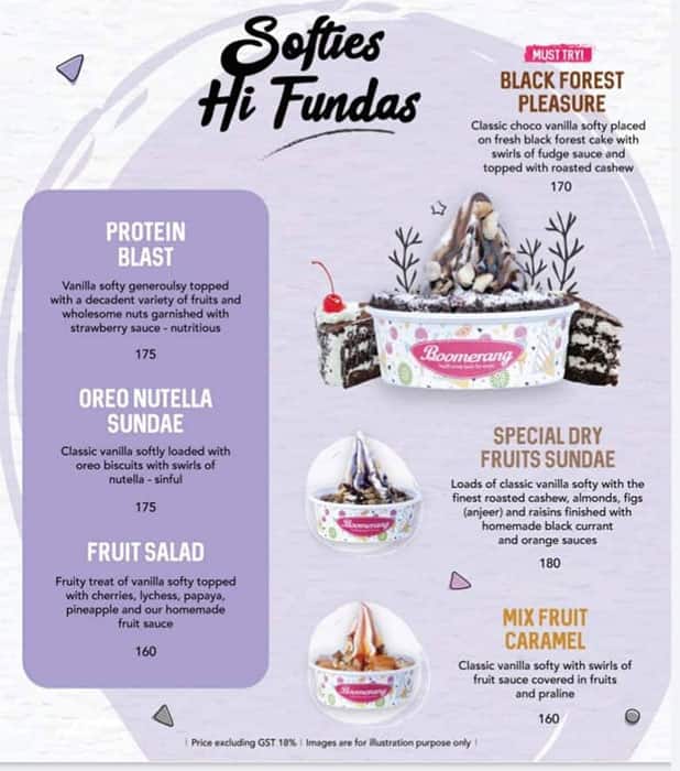 Menu at Boomerang, Coimbatore, E Venkatasamy Rd