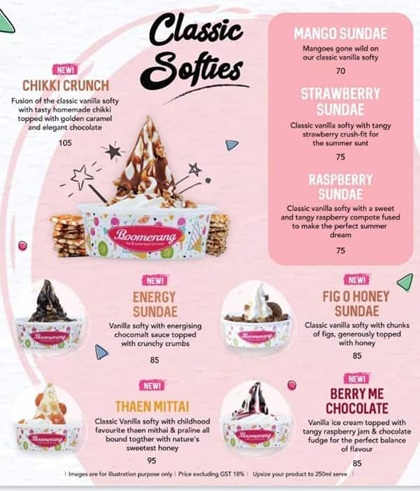 Menu at Boomerang, Coimbatore, E Venkatasamy Rd