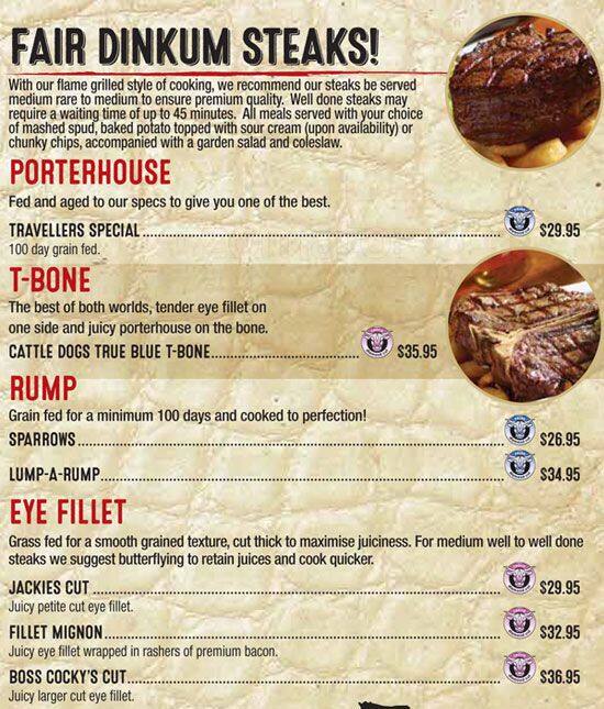 Outback Jacks меню
