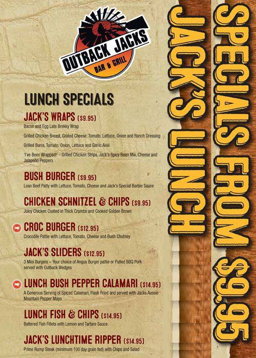 Outback Jacks меню