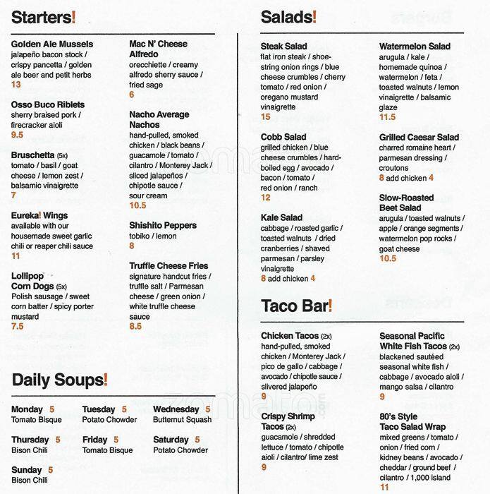 Eureka! Menu, Menu for Eureka!, Oak Lawn, Dallas Urbanspoon/Zomato