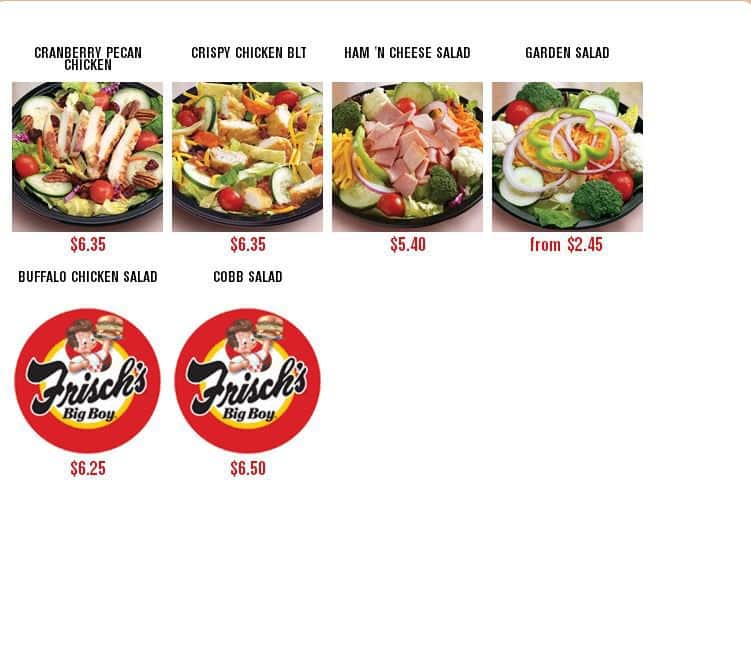 Menu at Frisch's restaurant, Wilmington