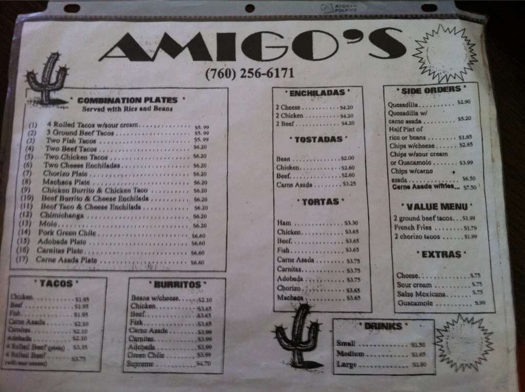 Amigos Restaurant Menu For Barstow Amigos Restaurant Barstow Menu