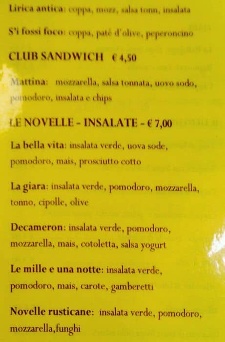 Menu di Scriptorium Cafè 