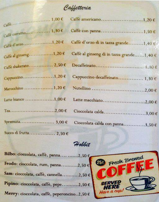 Menu di Scriptorium Cafè 