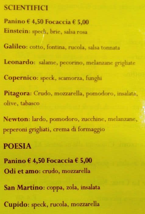 Menu di Scriptorium Cafè 