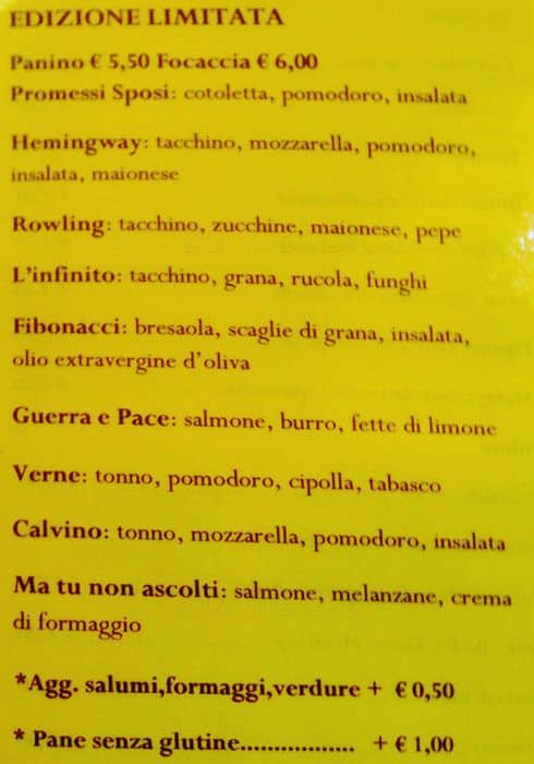 Menu di Scriptorium Cafè 