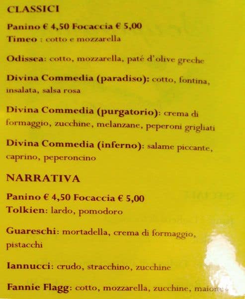 Menu di Scriptorium Cafè 