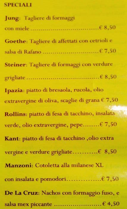 Menu di Scriptorium Cafè 