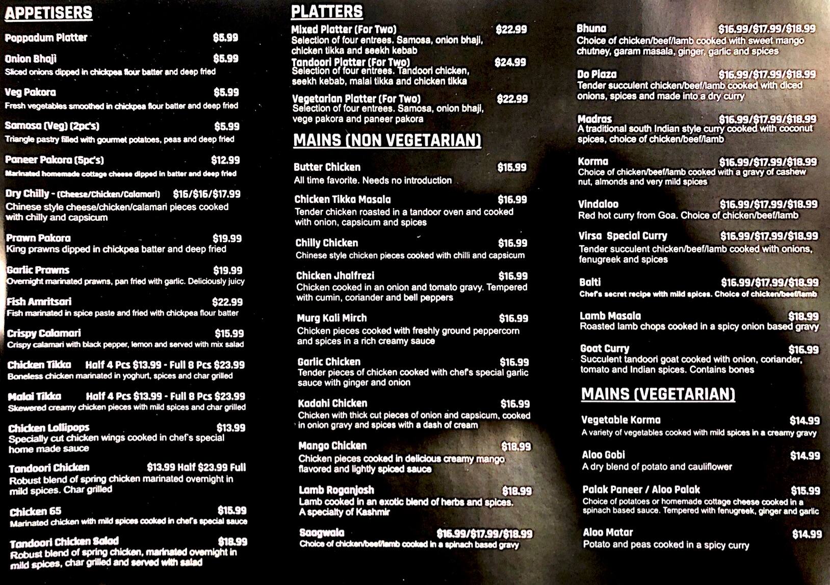 Virsa Indian Restaurant Menu Menu For Virsa Indian Restaurant Warkworth Auckland Virsa Indian Restaurant Menu Menu For Virsa Indian Restaurant Warkworth Auckland