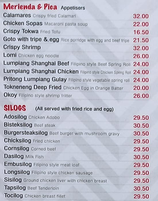 Menu at Sarap Nation restaurant, Dubai