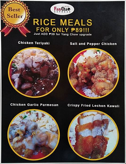 Menu at Fan Chao Express, Pasay