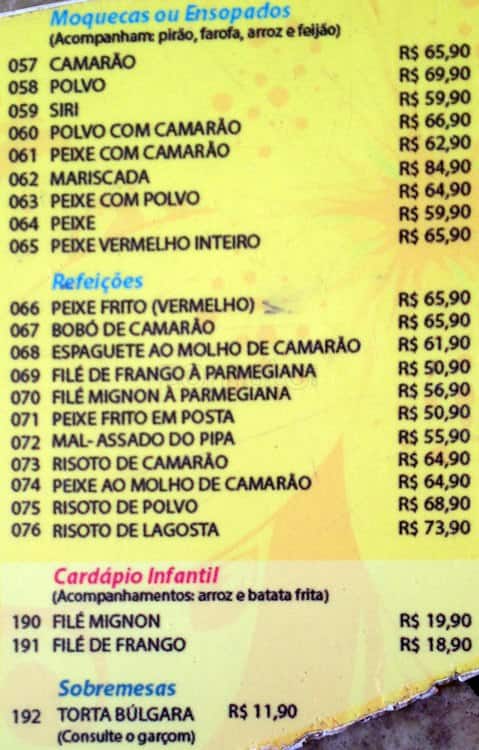 Pipa Beach Club cardápio