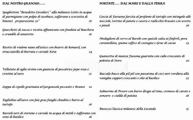 Menu di Locanda Chiaravalle 