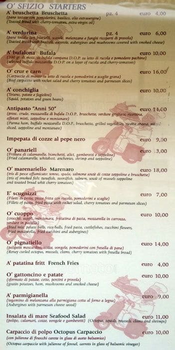 Menu di Anni 50 