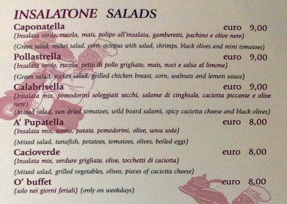 Menu di Anni 50 