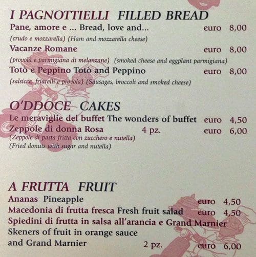 Menu di Anni 50 