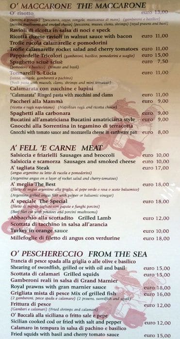 Menu di Anni 50 