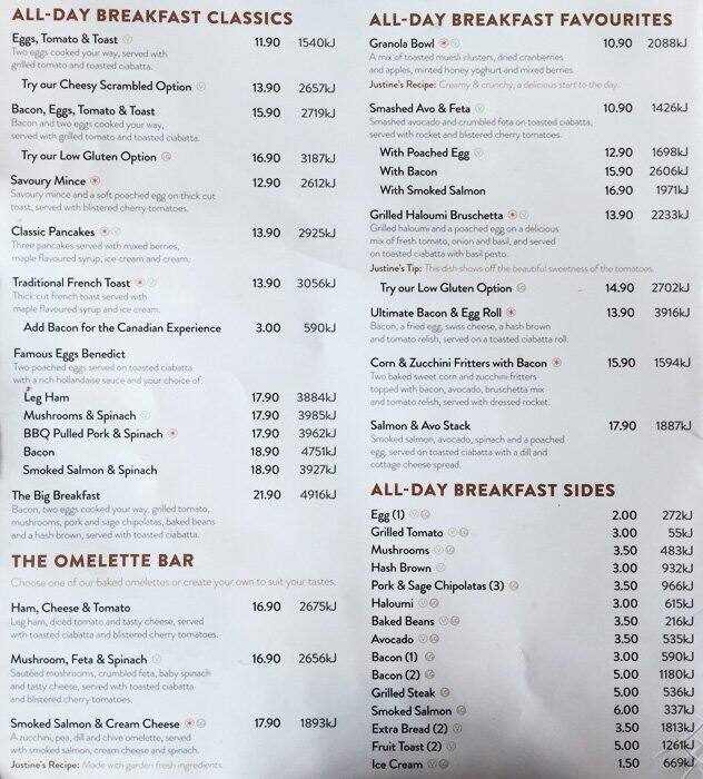 Menu Of The Coffee Club Doncaster East Melbourne