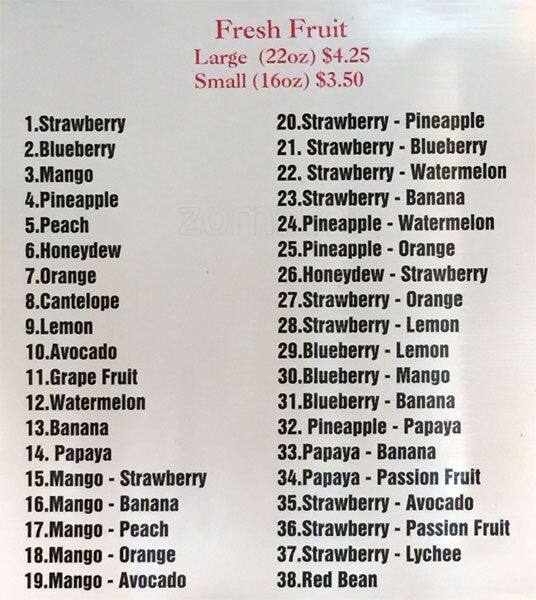 Menu au Green Leaf Bubble Tea restaurant, Vancouver