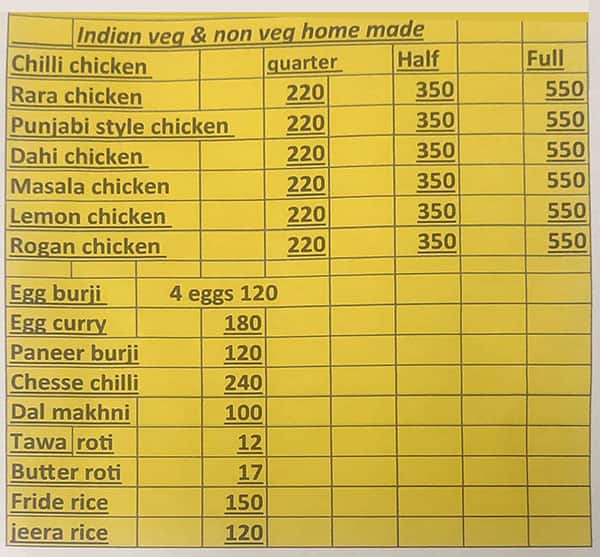 Menu of PB 35 Royal Chicken, Kharar Road, Mohali