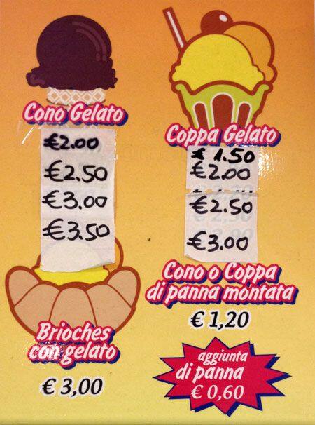 Menu di Gran Gelato 