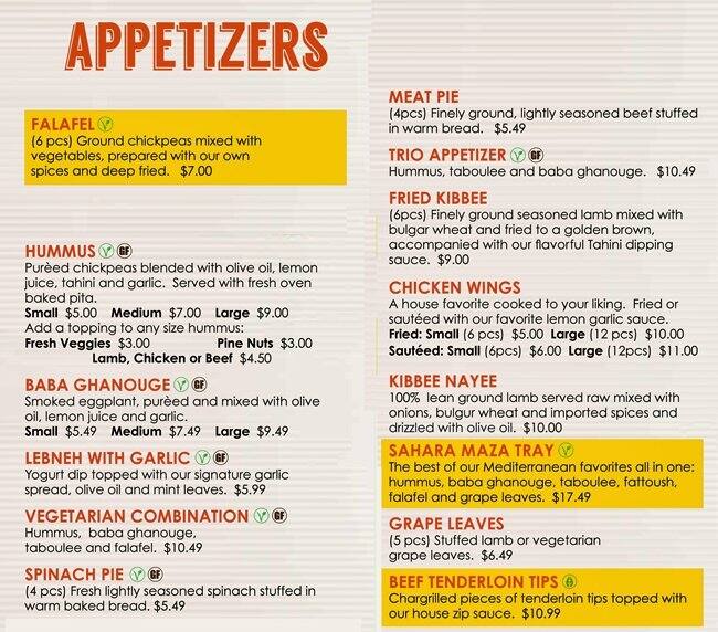 Sahara Grill Menu, Menu for Sahara Grill, Rhodes, Sydney Urbanspoon