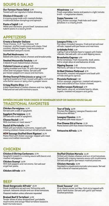 Olive Garden Italian Restaurant Menu