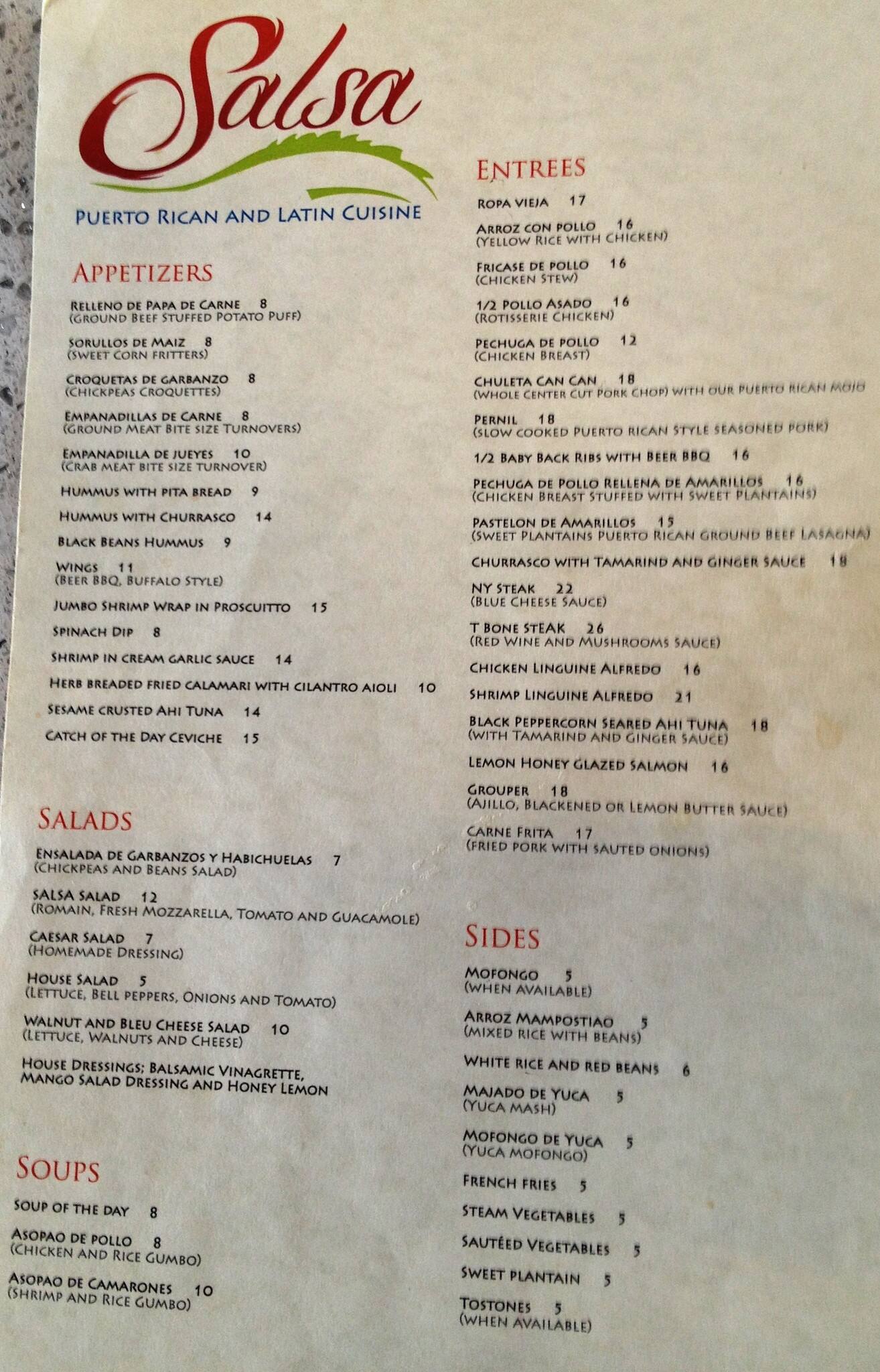 Salsa Menu, Menu for Salsa, Downtown, Nashville Urbanspoon/Zomato