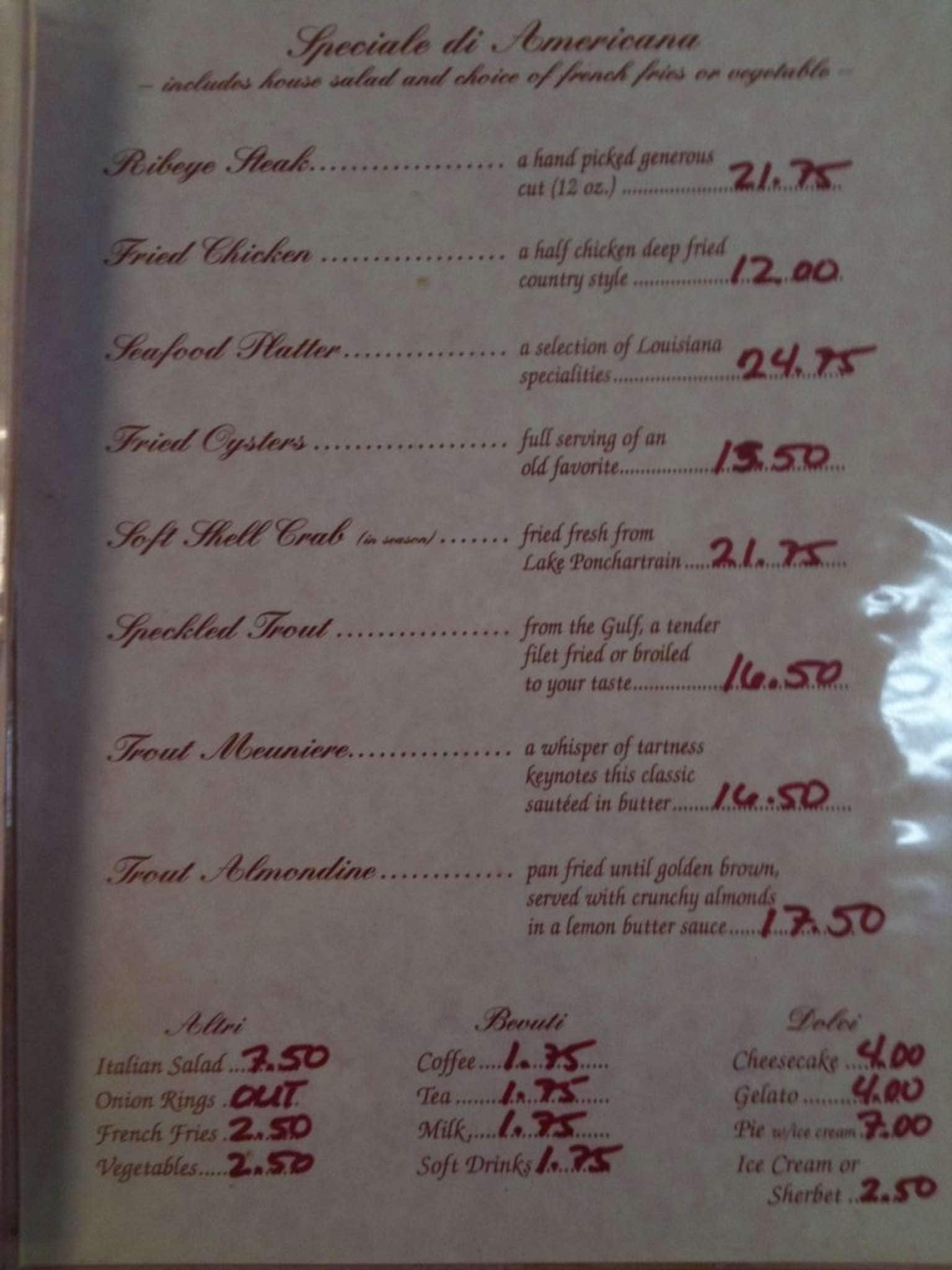 Menu at Sal And Judy's Restaurant,