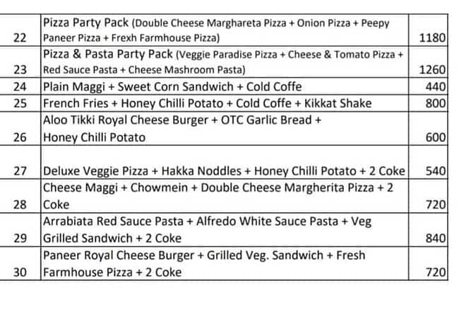 The Night bird cafe menu