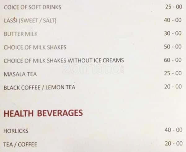 Sri Sai Akshaya Bawarchi menu