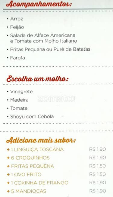 Giraffas Shopping Metrô Itaquera cardápio