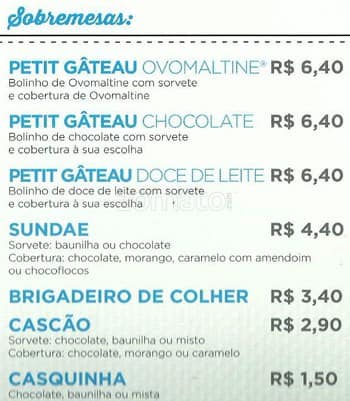 Giraffas Shopping Metrô Itaquera cardápio