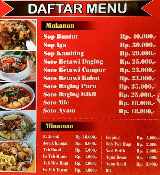 Soto Betawi Bang Arief Menu, Menu untuk Soto Betawi Bang Arief, Cinere, Depok - Zomato Indonesia