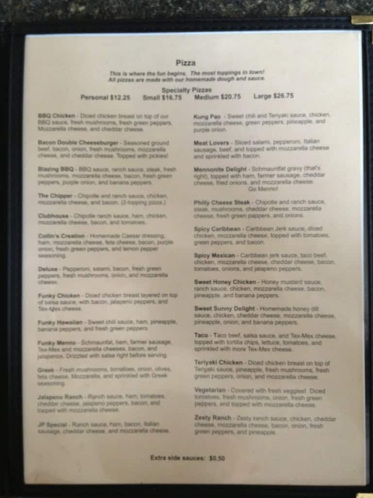 Menu at Pizza Haven pizzeria, Altona